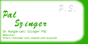 pal szinger business card